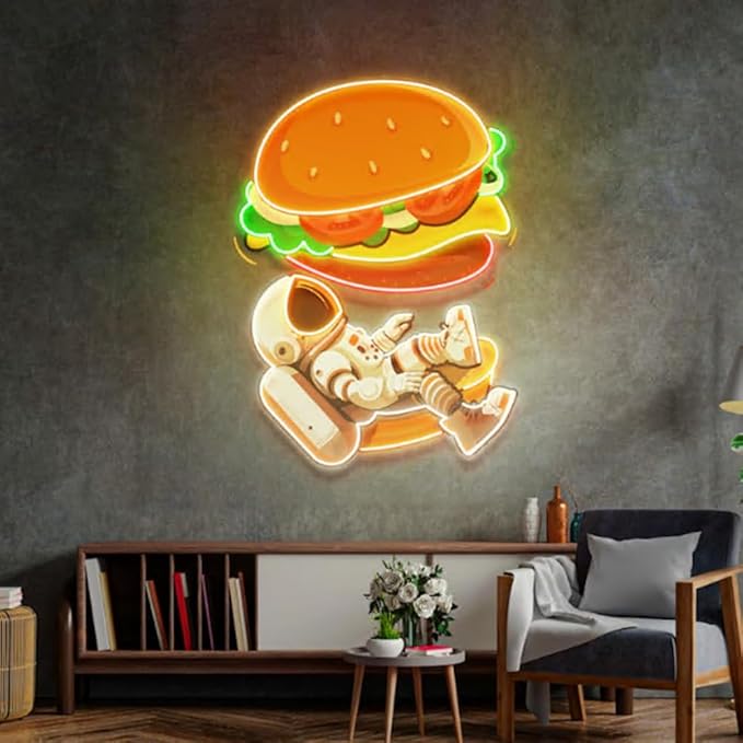 Astronaut Burger Neon Sign, Coffee Shop Decor, Business sign led light - Image 2