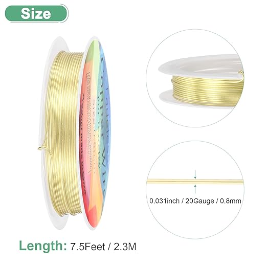 0.8 mm/20 Gauge Copper Wire for Jewelry Making, 7.5FT Copper Beading Craft Wire - Image 3