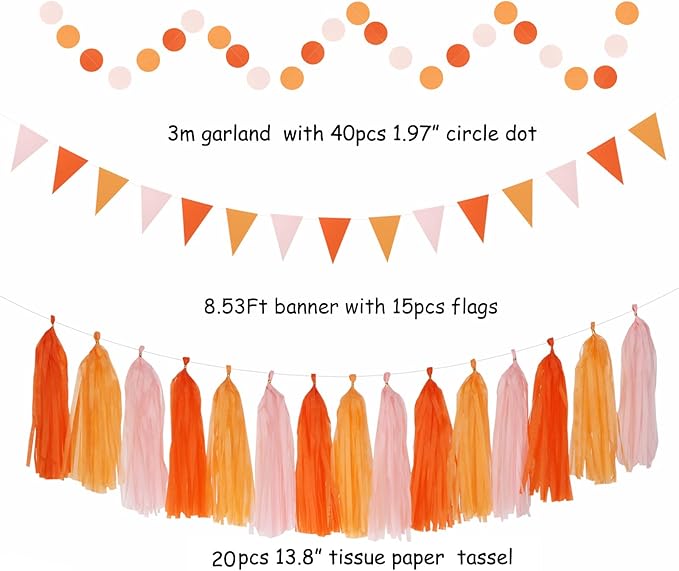 Fall-Boho Pink-Orange Thanksgiving Party-Decorations - Image 3