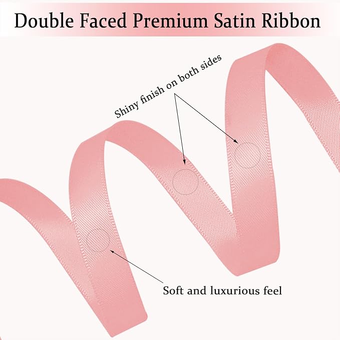 Light Pink Satin Ribbon Double Faced Satin 1/2 inch x 55 Yards Polyester Ribbon - Image 3