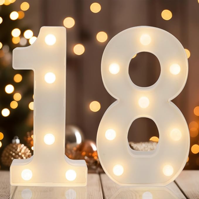 Decorative Led Light Up Numbers, 18th Birthday Decorations, Warm White Led by Weareyourgoodpartners