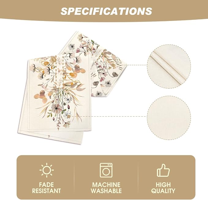 Artoid Mode Wildflower Leaves Floral Fall Table Runner, Autumn Thanksgiving - Image 5