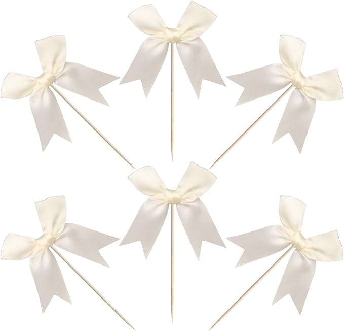 24 PCS Bow Cupcake Toppers Bowknot Coquette Bow Girls Birthday Cake Decorations - Image 3