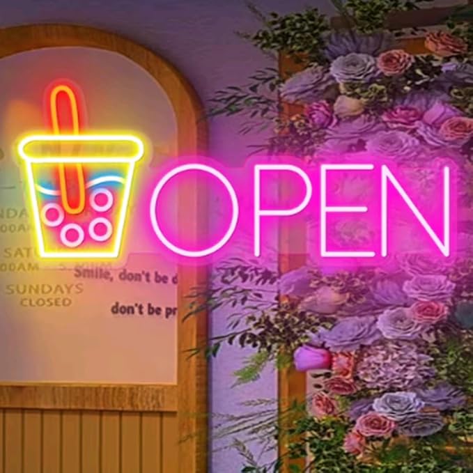 Open Sign| Led Boba Tea |Open Bubble Tea Neon Sign|Open Milk Tea Neon Sign|LED - Image 3