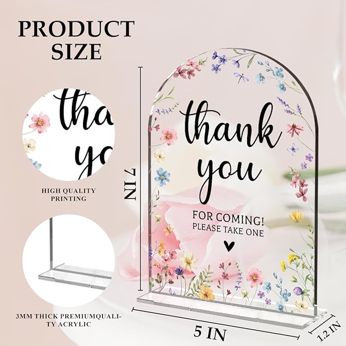 Wedding Sign Decor, Thank You For Coming Sign, 5x7 Inch Arch Acrylic, Wedding - Image 2