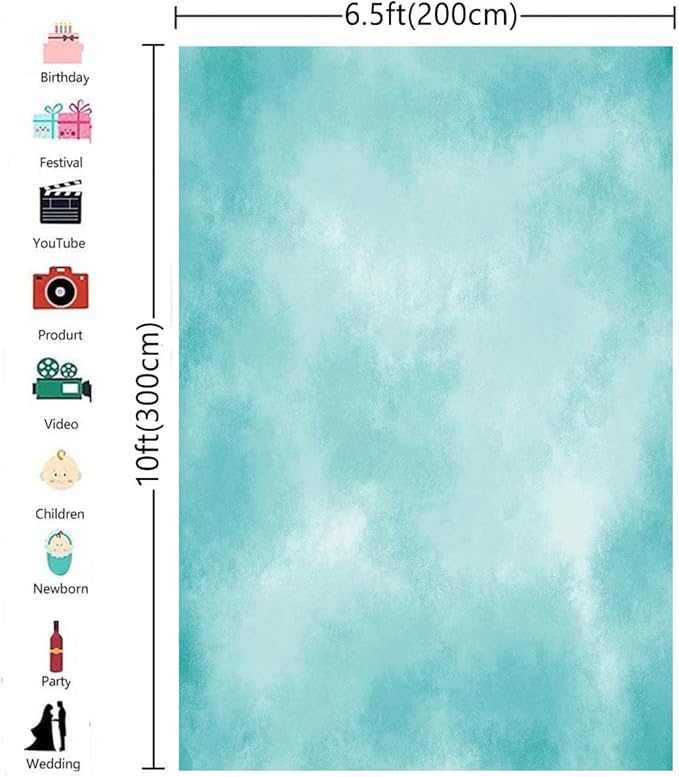 6.5x10ft Aqua Abstract Solid Photography Backdrops Gradient Portrait Photo - Image 3