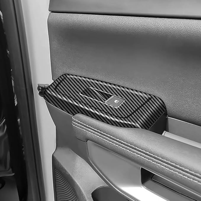 4pcs Carbon Fiber Style Front Rear Doors Window Glass Lift Switch Panel Cover - Image 3