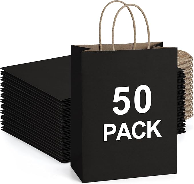 BagDream 50Pcs Gift Bags 8x4.25x10.5 Inches Kraft Paper Gift Bags by BagDream