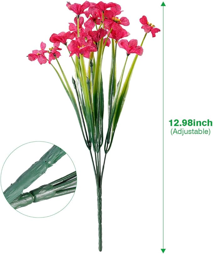 12 Bundles Artificial Flowers Outdoor UV Resistant Fake Flowers No Fade Faux - Image 8