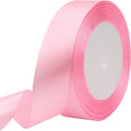 Pink Solid Satin Ribbon 1 Inch 25 Yards Solid Polyester Fabric Ribbon by Riunbb