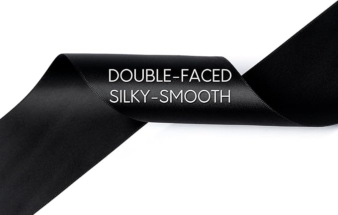 Black Satin Ribbon 2.5 Inch Double-Faced Wide Ribbon 25 Yards - Image 3
