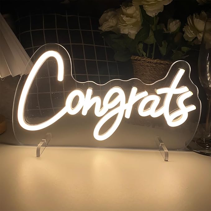 Congrats Table Number Neon Sign Desk Lamp Night Light Wedding Letter LED Neon - Image 2