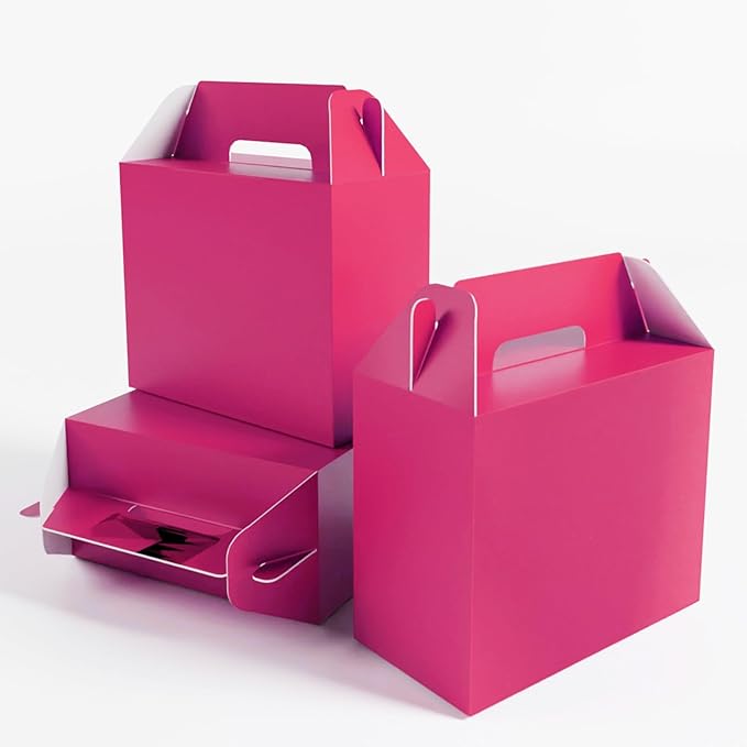 XAGLVV 24Pack Hot Pink Party Favor Treat Box Packs, 7 * 3.5 * 6.6 Inch Goodie by XAGLVV