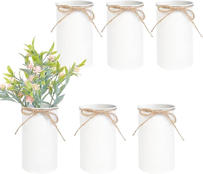 6" High Farmhouse Vases for Centerpiece, Rustic Mason Jars by JOYFERNAL