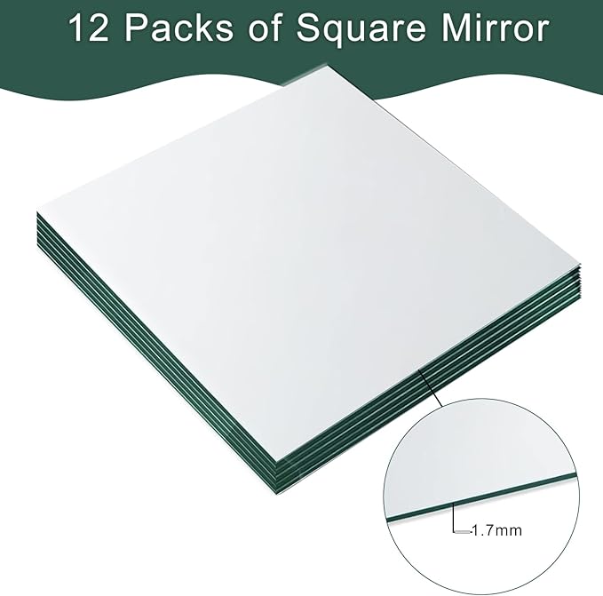 12 Pack Square Mirror Tray, 10 Inch Glass Centerpiece - Image 3
