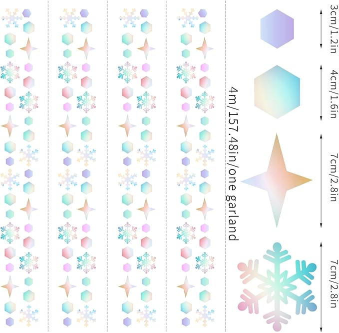 Snowflake-Snow Iridescent-Holographic Christmas Party-Decorations Streamers - - Image 2