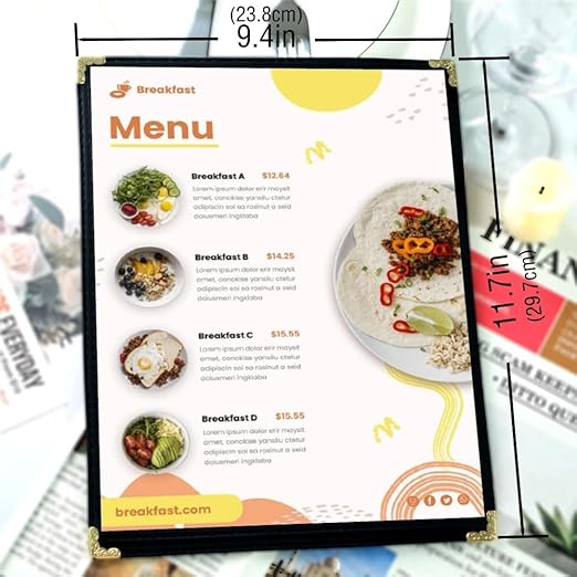 Goodsmart Restaurant Menu Covers – 25 Pack Black 2-View, Top-Loading Menu - Image 2