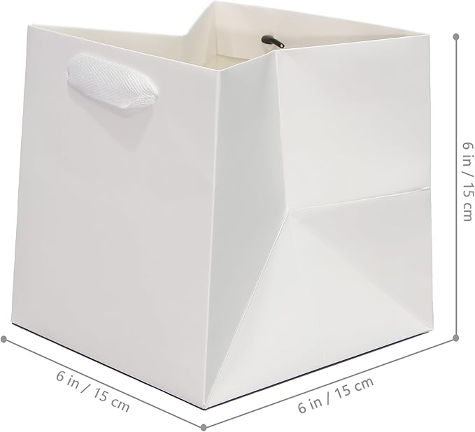 White Paper Gift Bag Small Square Bottom Paper Bags - Image 2