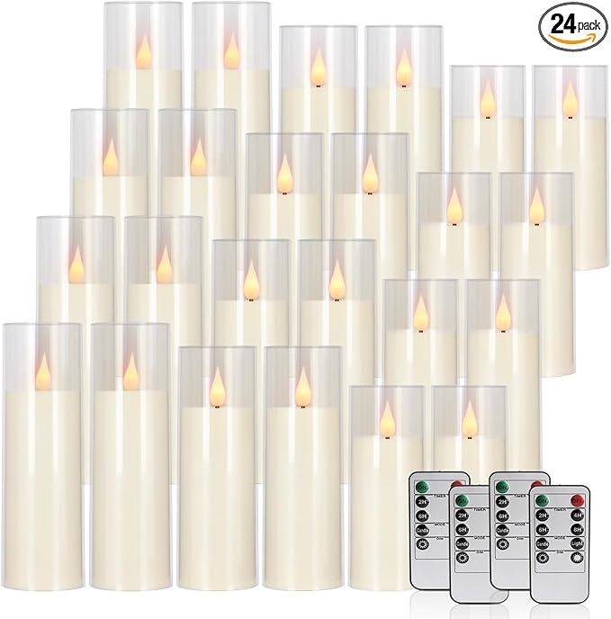 24 Packs of Acrylic LED Candles, Flickering Flameless Candles Battery Operated by fclayvts