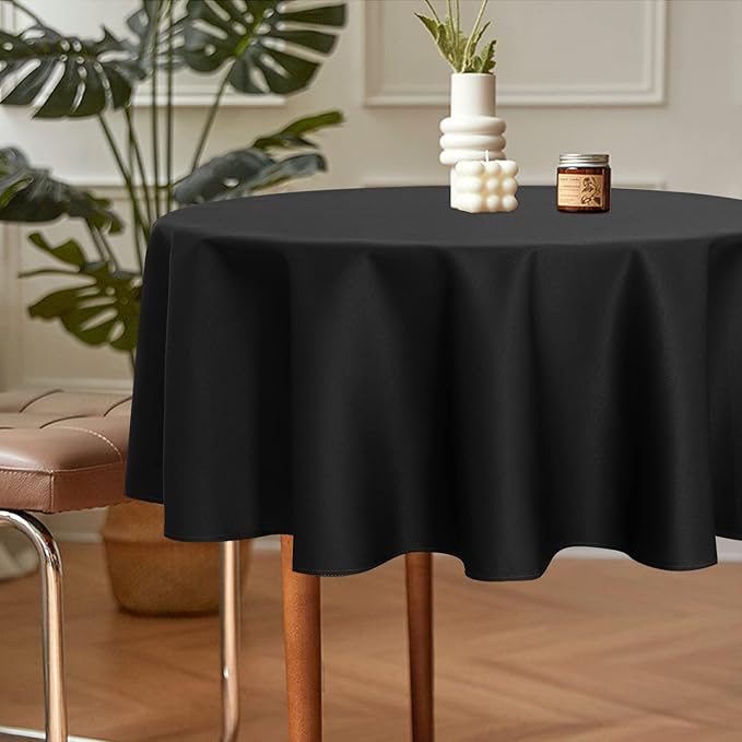 sancua 2 Pack Round Tablecloth 70 Inch Black, Stain and Wrinkle Resistant Table - Image 2