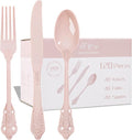 WDF 120 Pieces Heavy Duty Pink Plastic Silverware by WDF