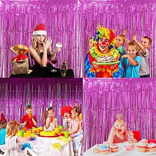 BRAVESHINE Hot Pink Tinsel Foil Fringe Curtains - Image 7