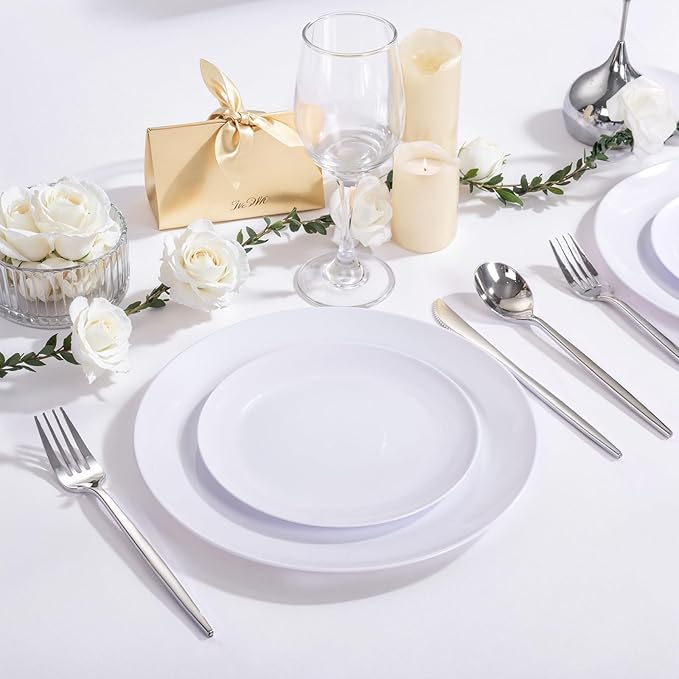 PULOTE 300PCS Silver Plastic Silverware Disposable - Image 7