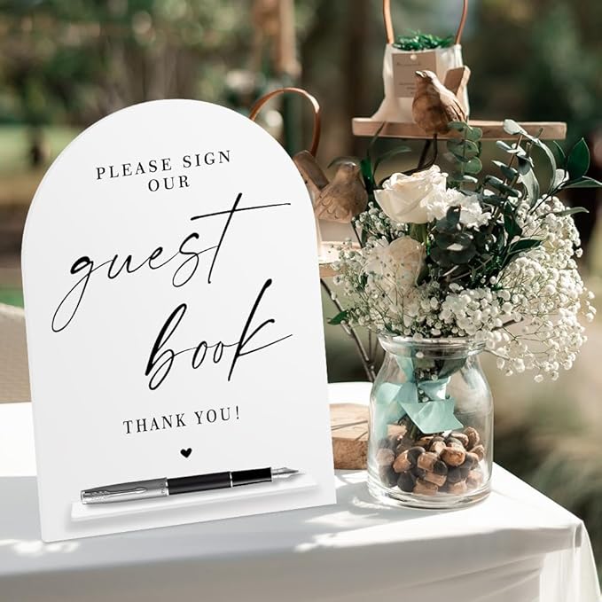 White Acrylic Guest Book Sign, Please Sign Our Guestbook Sign - Image 4