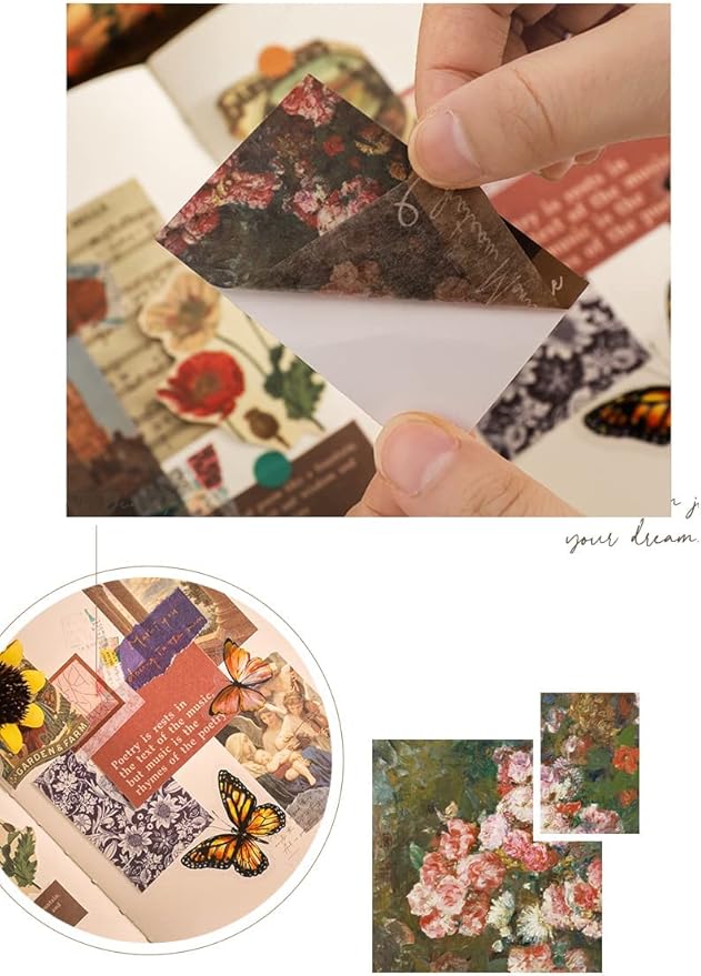 6 Sets 300 Pcs Washi Stickers Set Vintage Aesthetic Sticker Book - Image 5