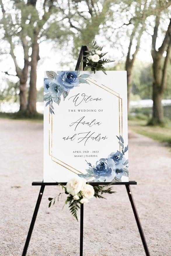 Dusty Blue Wedding Sign, Welcome - Image 2