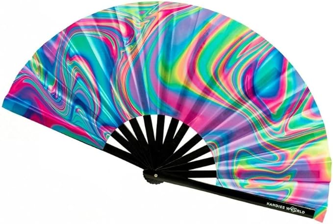 Kandies World UV Reactive Custom Festival Folding Hand Fan by KandiesWorld