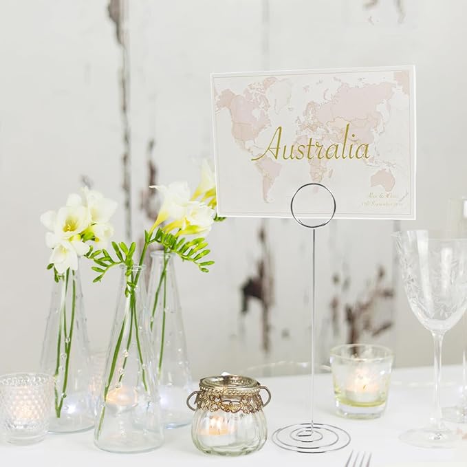 12Pcs Table Number Holder 8.66inch Tall Metal Iron Place Card Holder - Image 5
