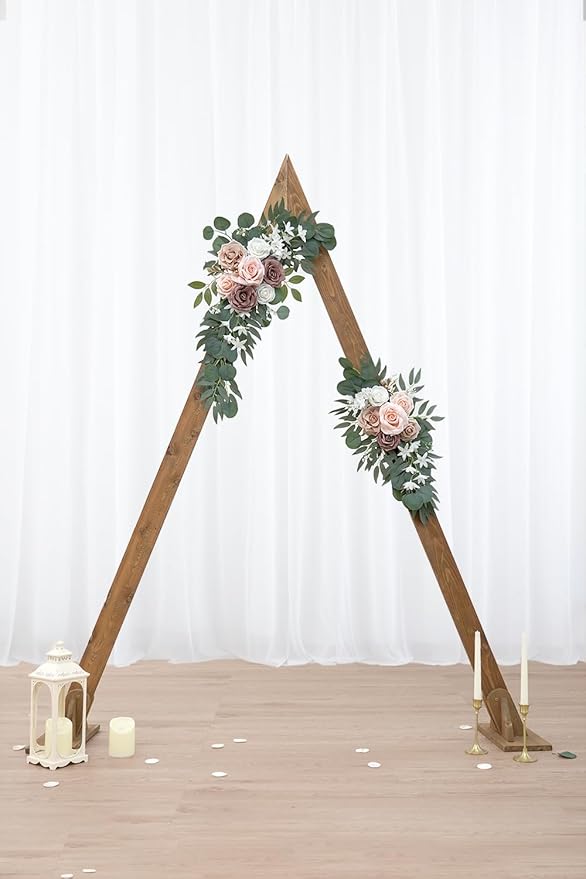 Artificial Dusty Rose Flowers Swag Set of 2 - Image 6