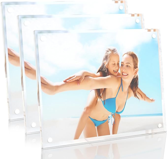 HELPLEX Picture Frames, 3 Pack 8x10 inch Acrylic Picture Frame Clear 8 x 10 by HELPLEX