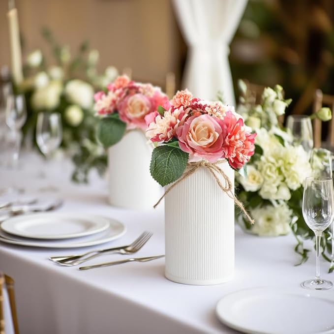 6" High Farmhouse Vases for Centerpiece, Rustic Mason Jars - Image 2