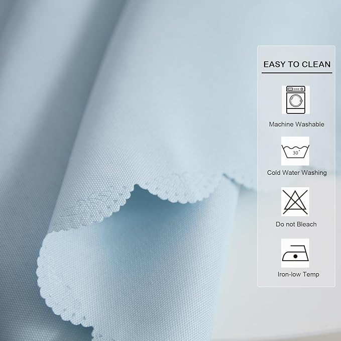 Small Square Light Blue Tablecloth 36 x 36 Inch Polyester Fabric Washable Table - Image 6