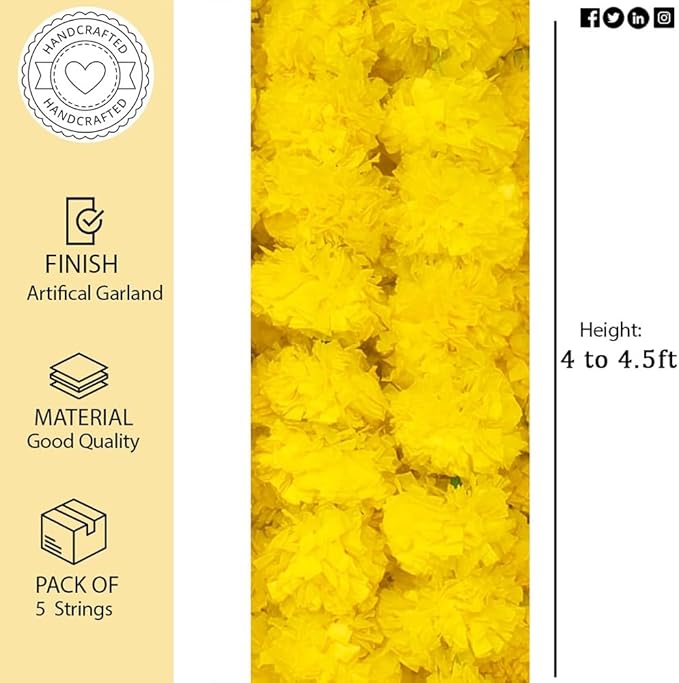 Artificial Marigold Flowers Garland - Image 5