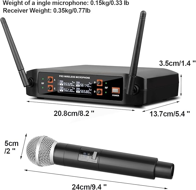 Depusheng DX4 Wireless Microphone, Professional 4 Channels Karaoke Handheld - Image 7