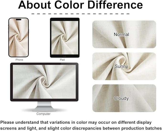 Vision Home Natural Pinch Pleated Semi Sheer Curtains Textured Linen Blended - Image 4