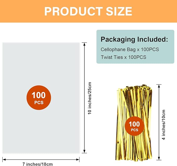 ZHEWTOEN 100 Pcs 7x10 Inch Clear Cellophane Bags - Image 2