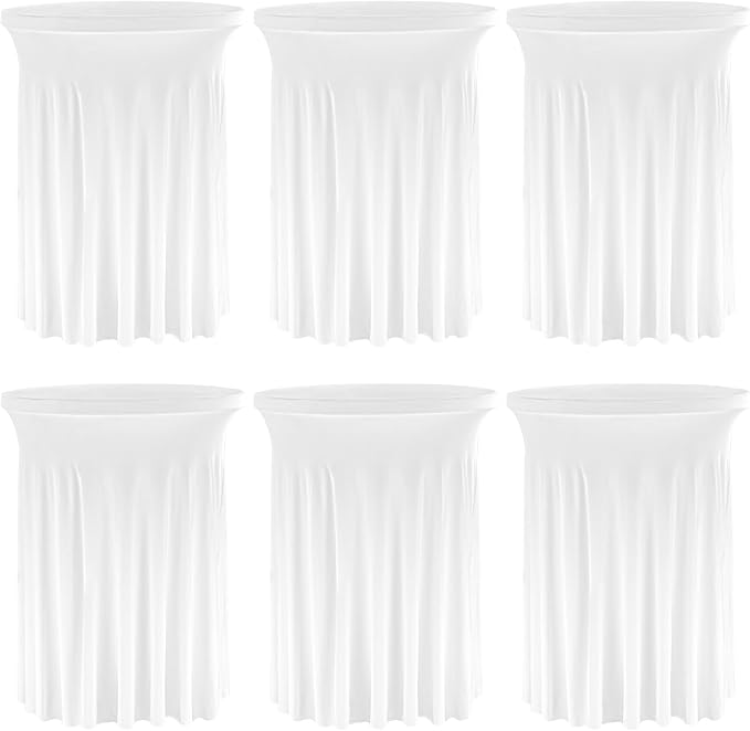 6 Pack Round Cocktail Tablecloth 32"x 43" Spandex Cocktail Table Skirt by Fivenl
