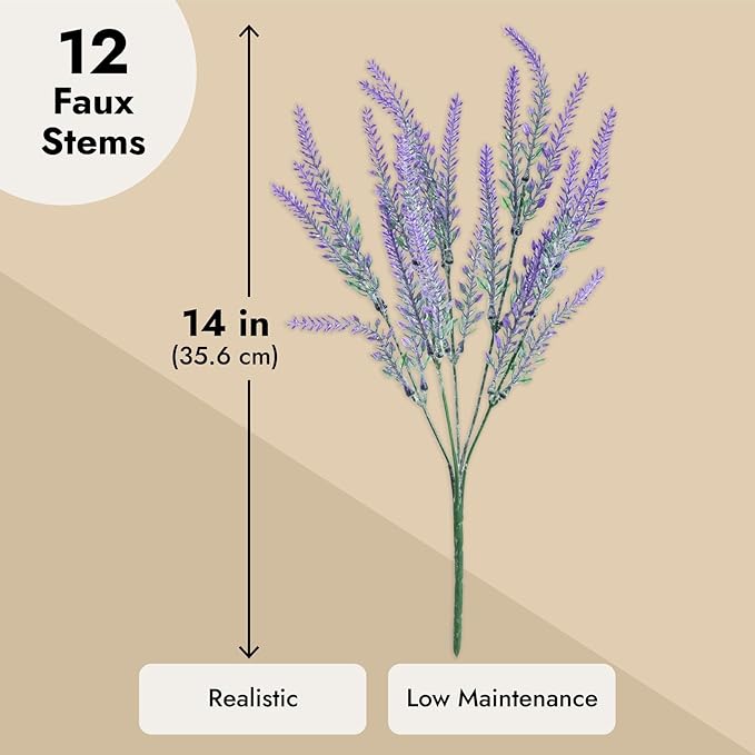 Juvale 12 Bundles Lavender Artificial Flower Stems - Image 5
