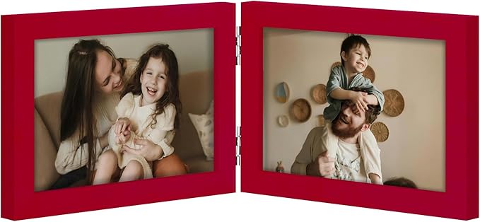decorUhome Double 6x4 Picture Frame Horizontal, Engineered Wood Bifold Photo by decorUhome