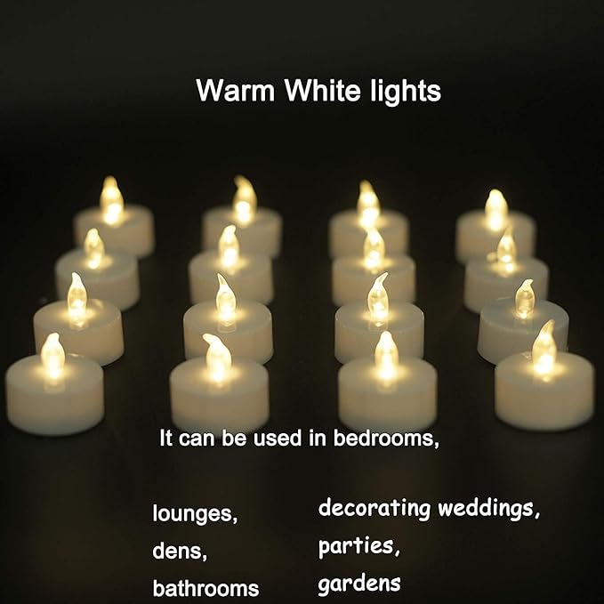 Tea Lights, Flickering Warm White, 200 Hours Battery-Powered Tea Light - Image 3