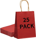 25 Pack Small 5.9x3.1x8.25 Inch Red Kraft Paper Gift Bags by BAGBOX