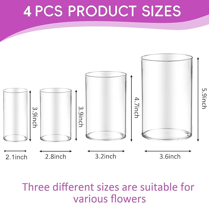 48pcs Glass Vase Cylinder for Centerpieces Small Flower Glass Clear Home Decor - Image 2