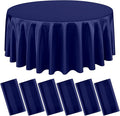 6 Packs Satin Tablecloth 120 Inch Navy Blue Round Table Cloth Silk Tablecloth by Lumaycens