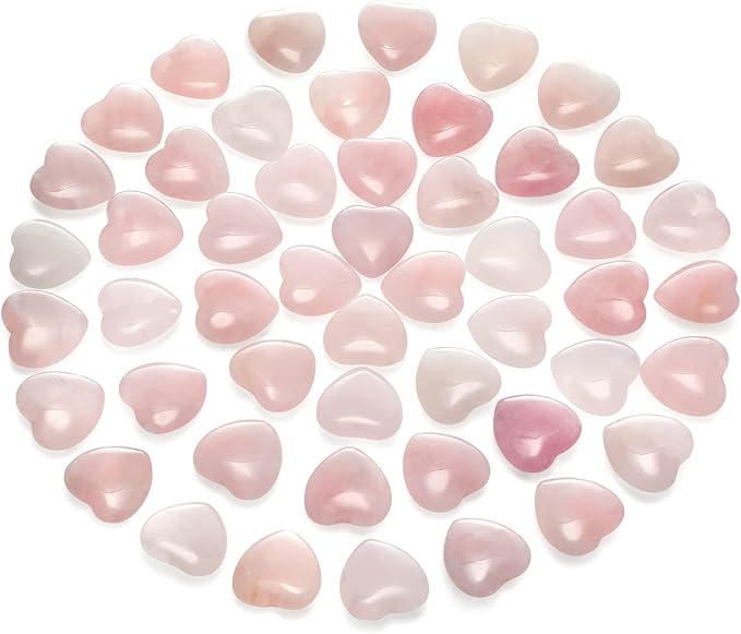 Gerrii 50 Pcs Heart Healing Stone Bulk Quartz Heart Inspirational Stones Gift by Gerrii