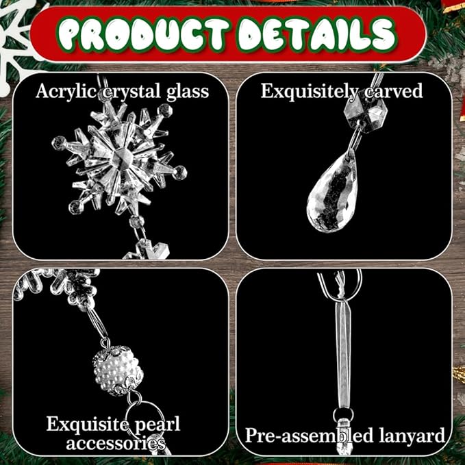 Lanpn 26PCS Christmas Ornaments Crystal Christmas Tree Decoration, Hanging - Image 4