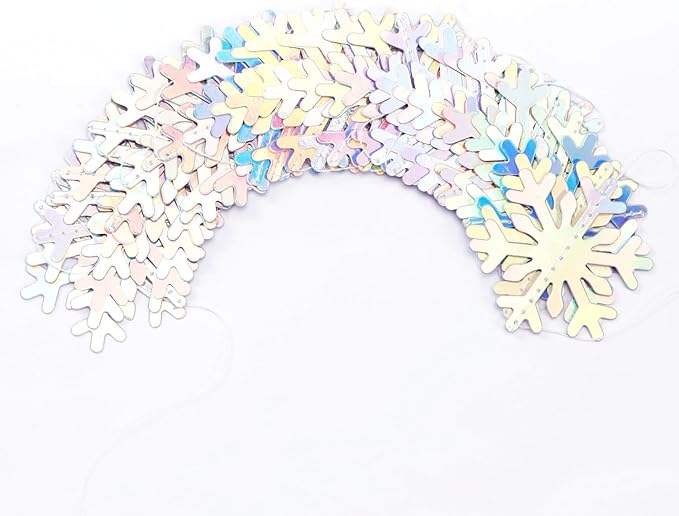 Snowflake-Snow Iridescent-Holographic Christmas Party-Decoration Garland - 52ft - Image 2